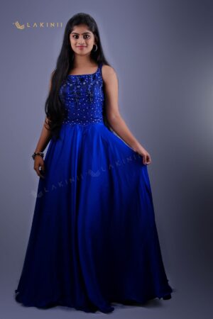 ROYAL BLUE CHARMEUSE FULL GOWN